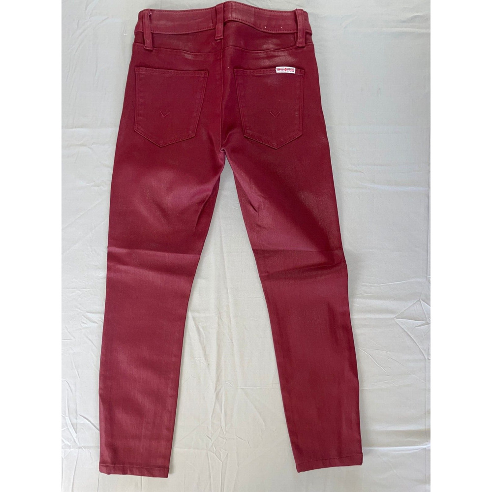 Hudson Coated Faux Leather 5-Pocket Stretch Crop Skinny Jeans. Red, Women's 24. - Picture 4 of 5